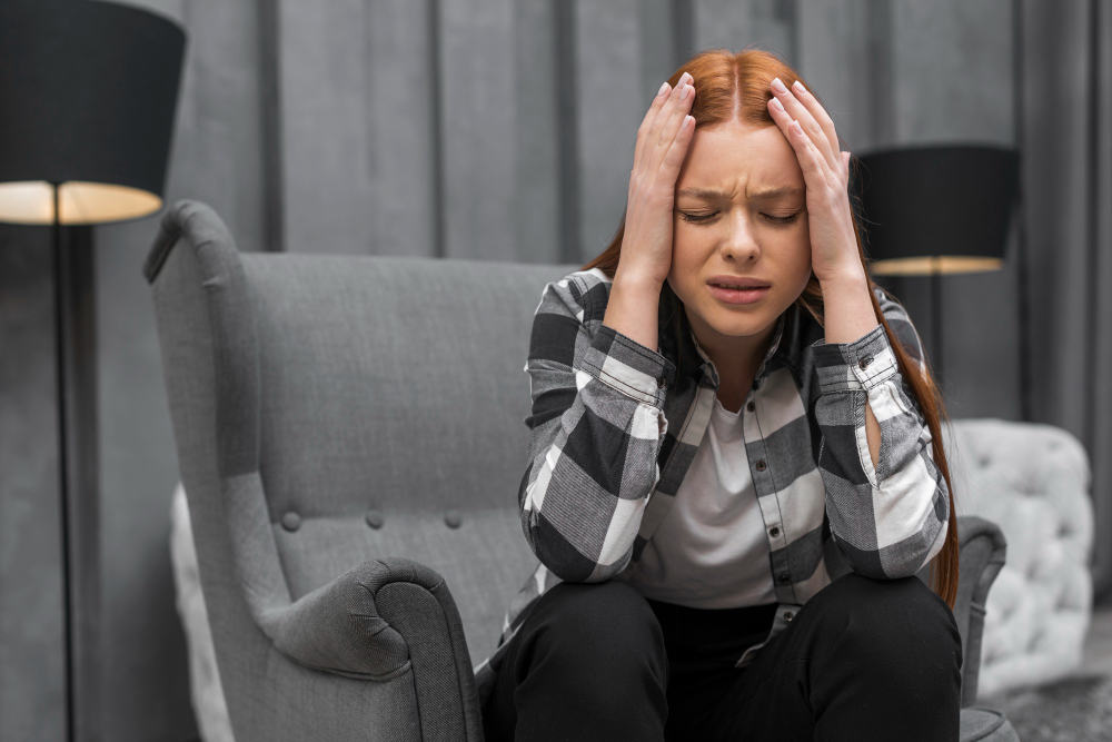 Жена с болки в главата в следствие на емоционален стрес